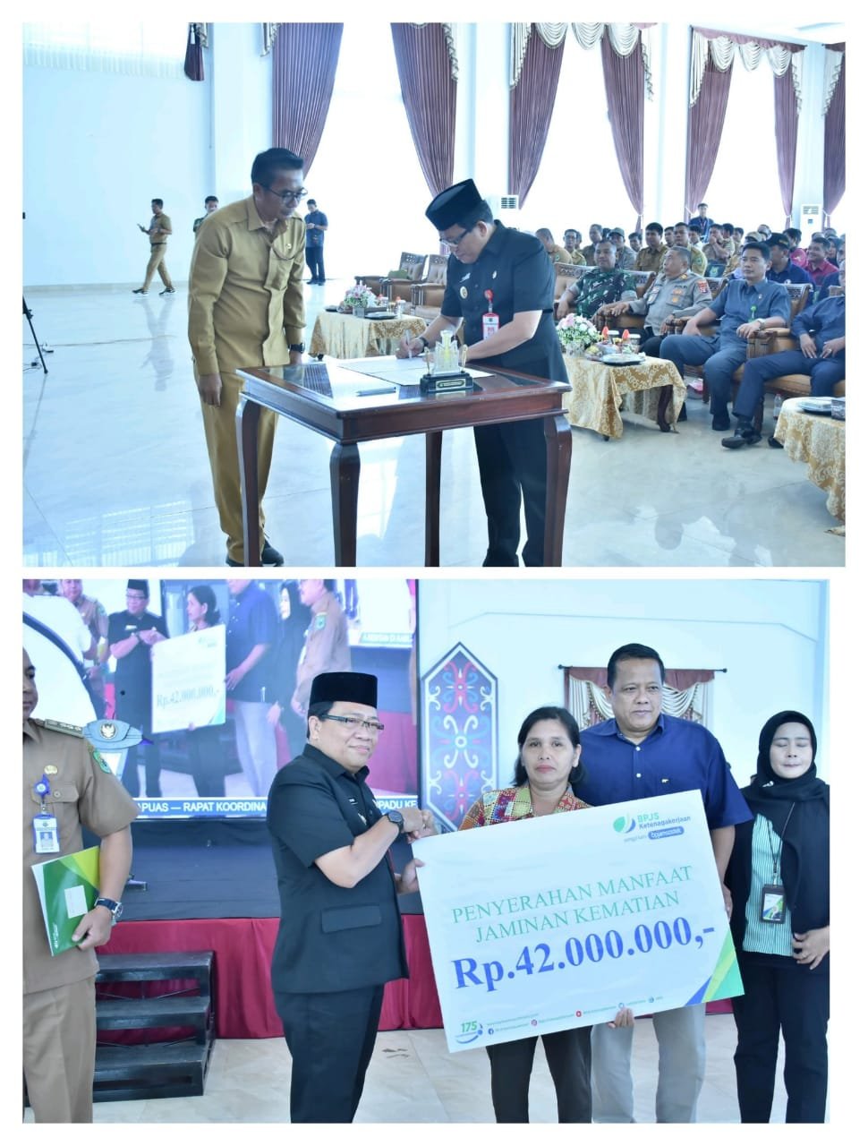 Pj Bupati Kapuas Serahkan Manfaat Program Jaminan Sosial