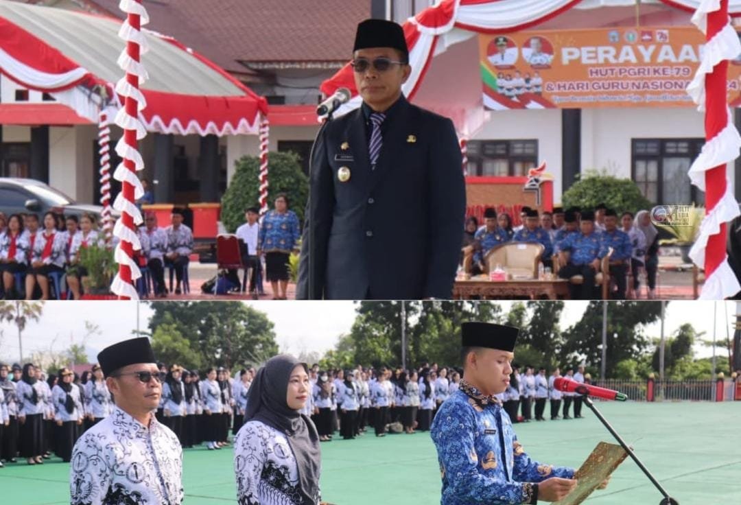 Hermon Pimpin Upacara HUT PGRI dan KORPRI