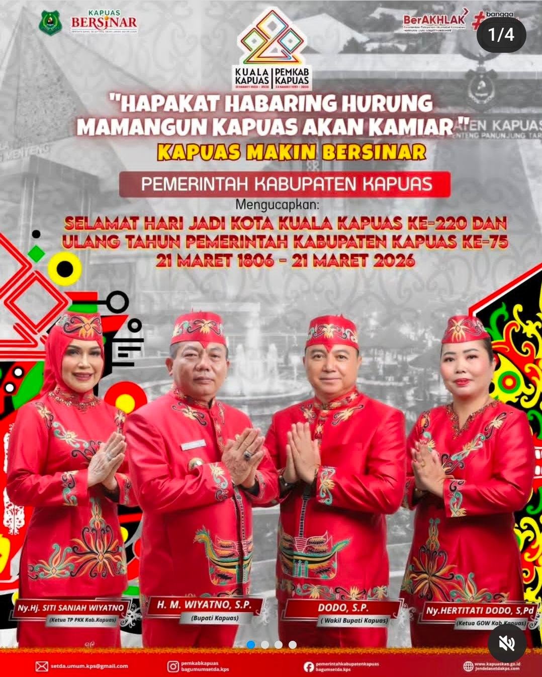 Hari Jadi Kuala Kapuas ke-220, Pemkab Ajak Wujudkan Kapuas Makin Bersinar