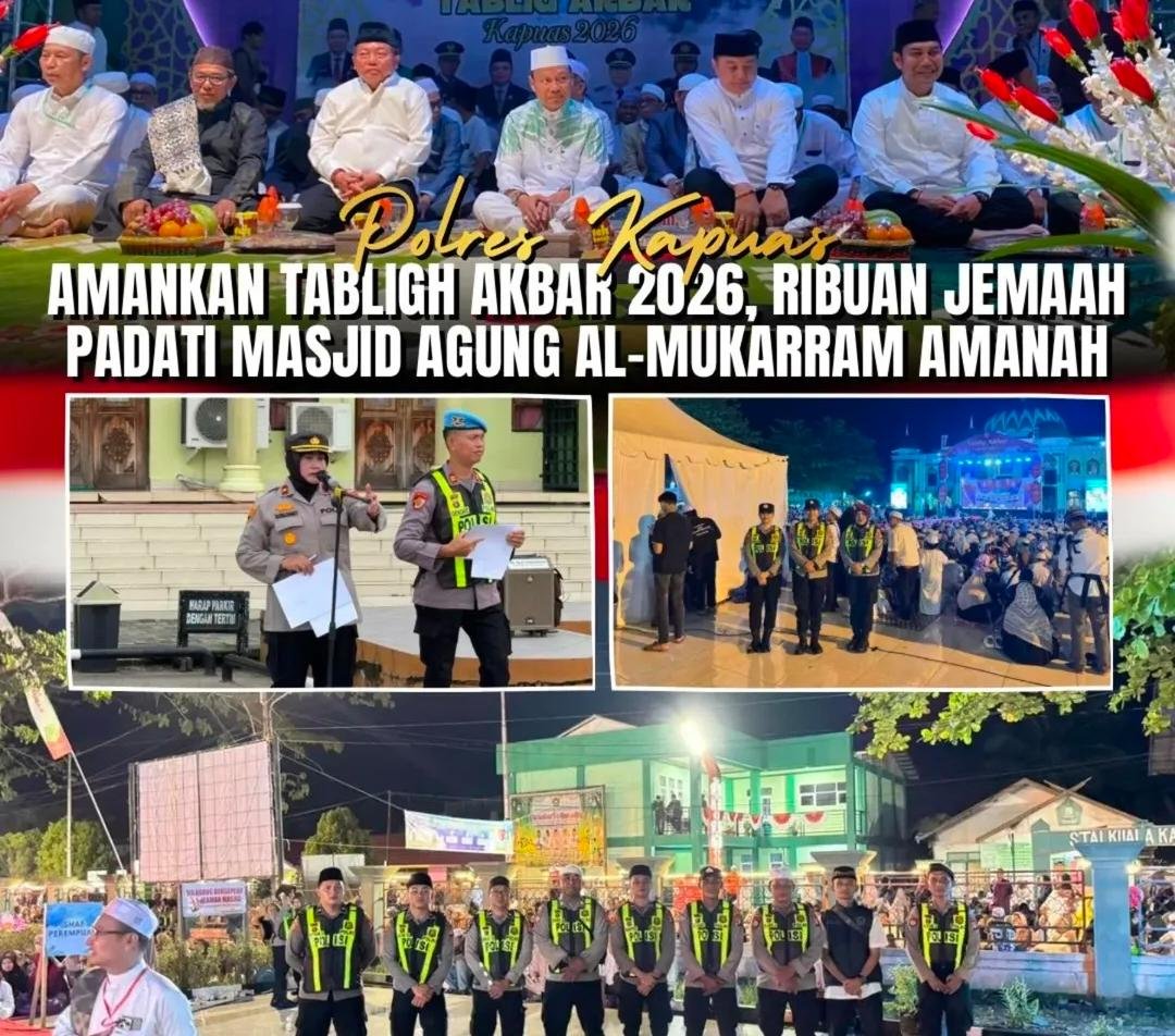 Polres Kapuas Amankan Tabligh Akbar, Ribuan Jamaah Padati Masjid Agung Al Mukararam Amanah