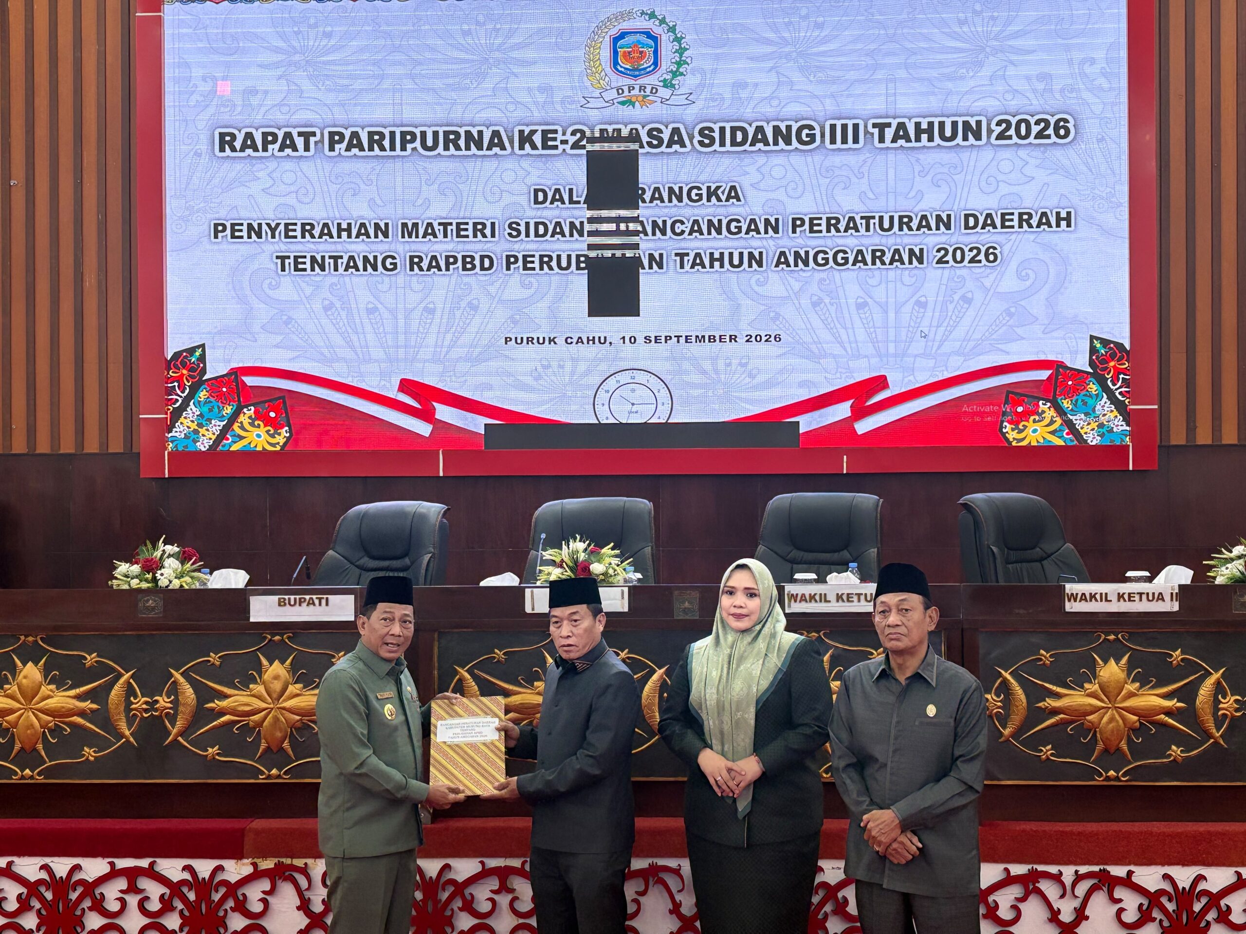 DPRD Mura Terima Raperda Perubahan APBD Tahun Anggaran 2026