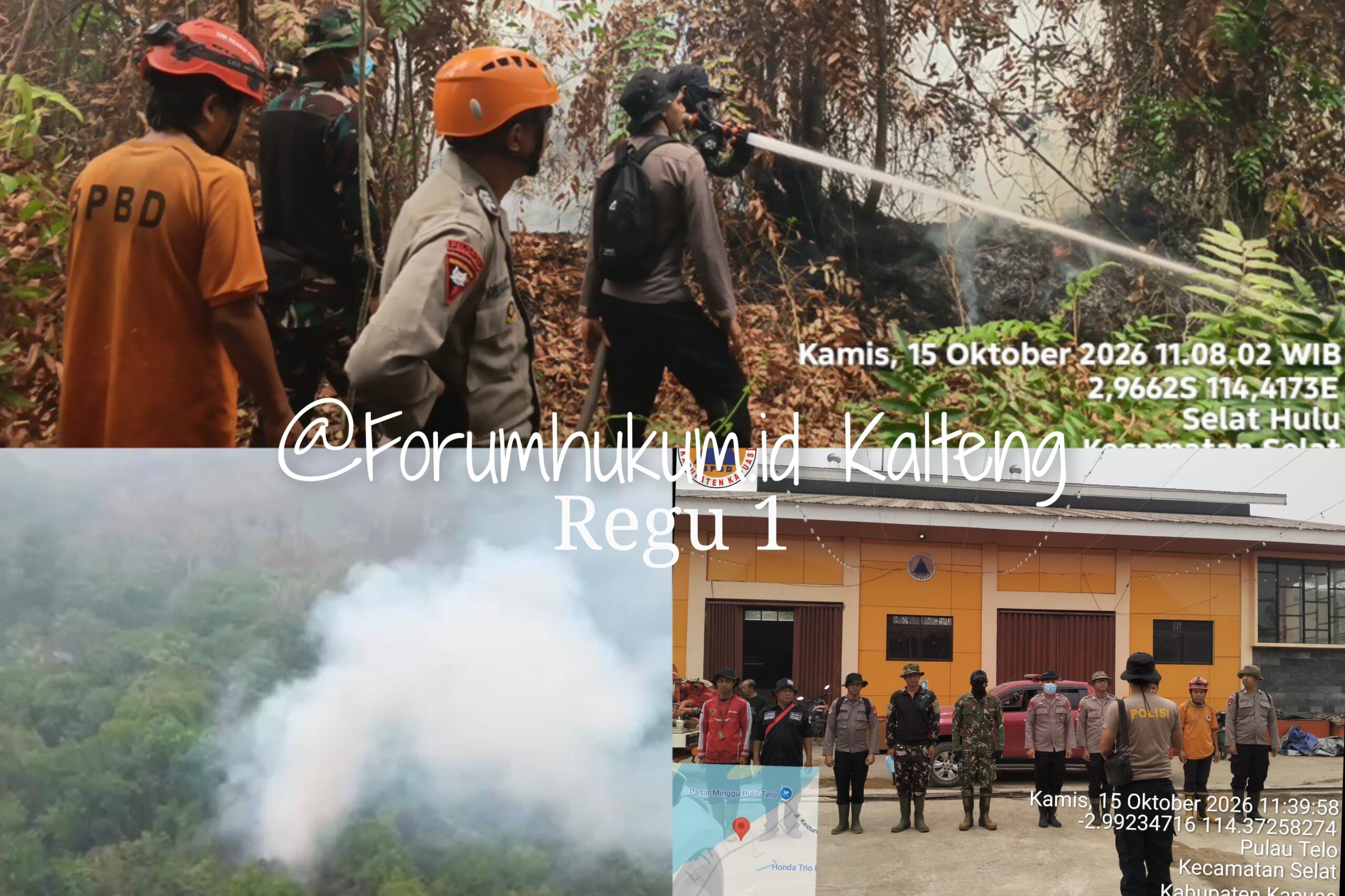 Regu I Pos Komando Induk Tanggap Darurat BPBD Kapuas Bersama Tim Gabungan Padamkan Karhutla