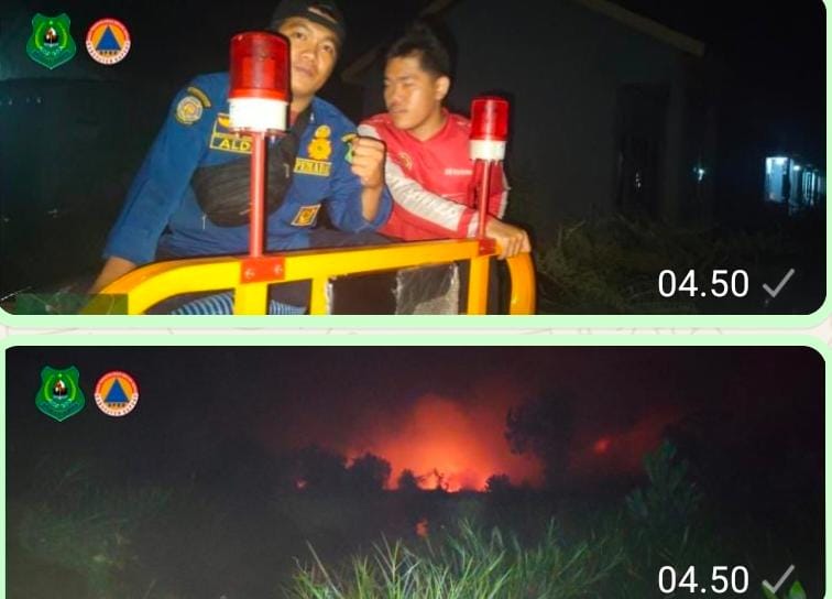 Dini Hari, Tim Gabungan Satgas BPBD Kapuas Patroli Karhutla di Pondok Indah Residence dan Handel Semangat Baru